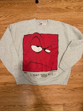 Vintage 1996 Fruit of the Loom Gray Crewneck Sweatshirt with Red Graphic Face L